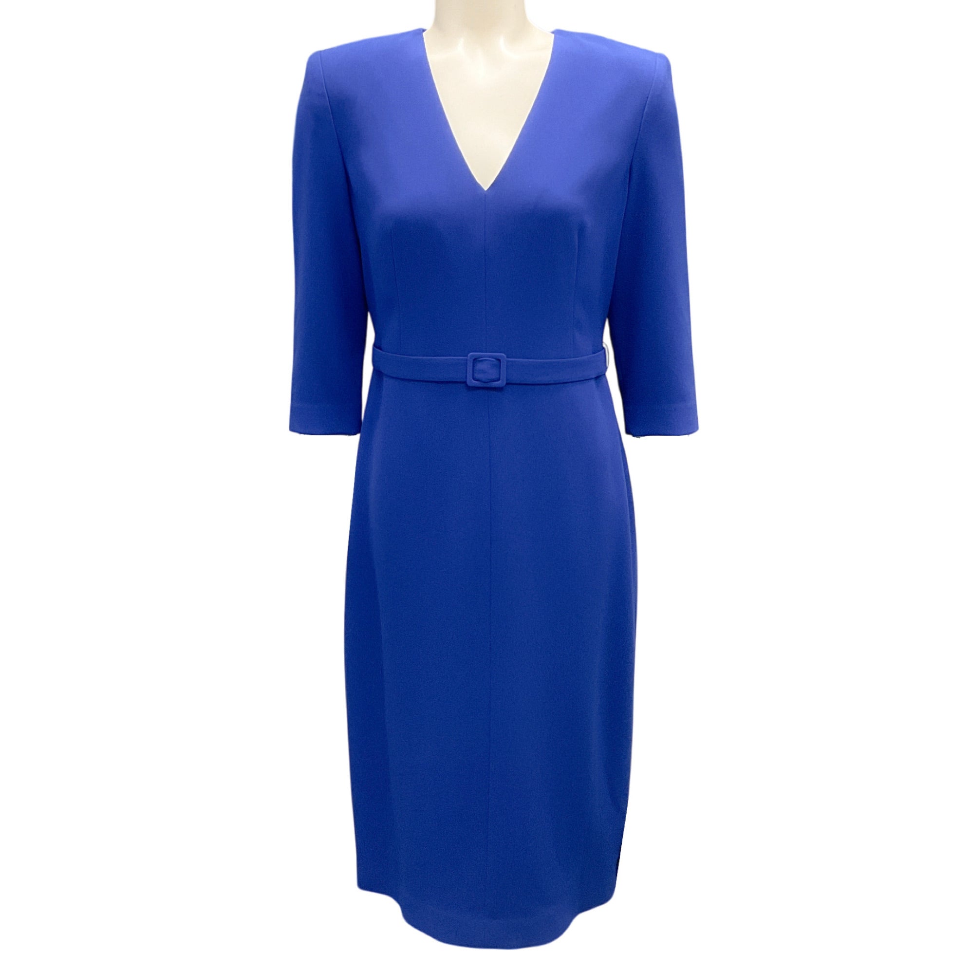 Judith & Charles Cobalt Blue V-Neck Belted Ora Dress