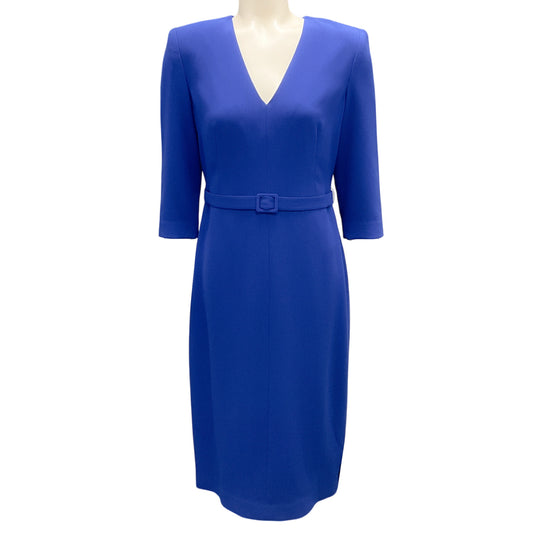 Judith & Charles Cobalt Blue V-Neck Belted Ora Dress