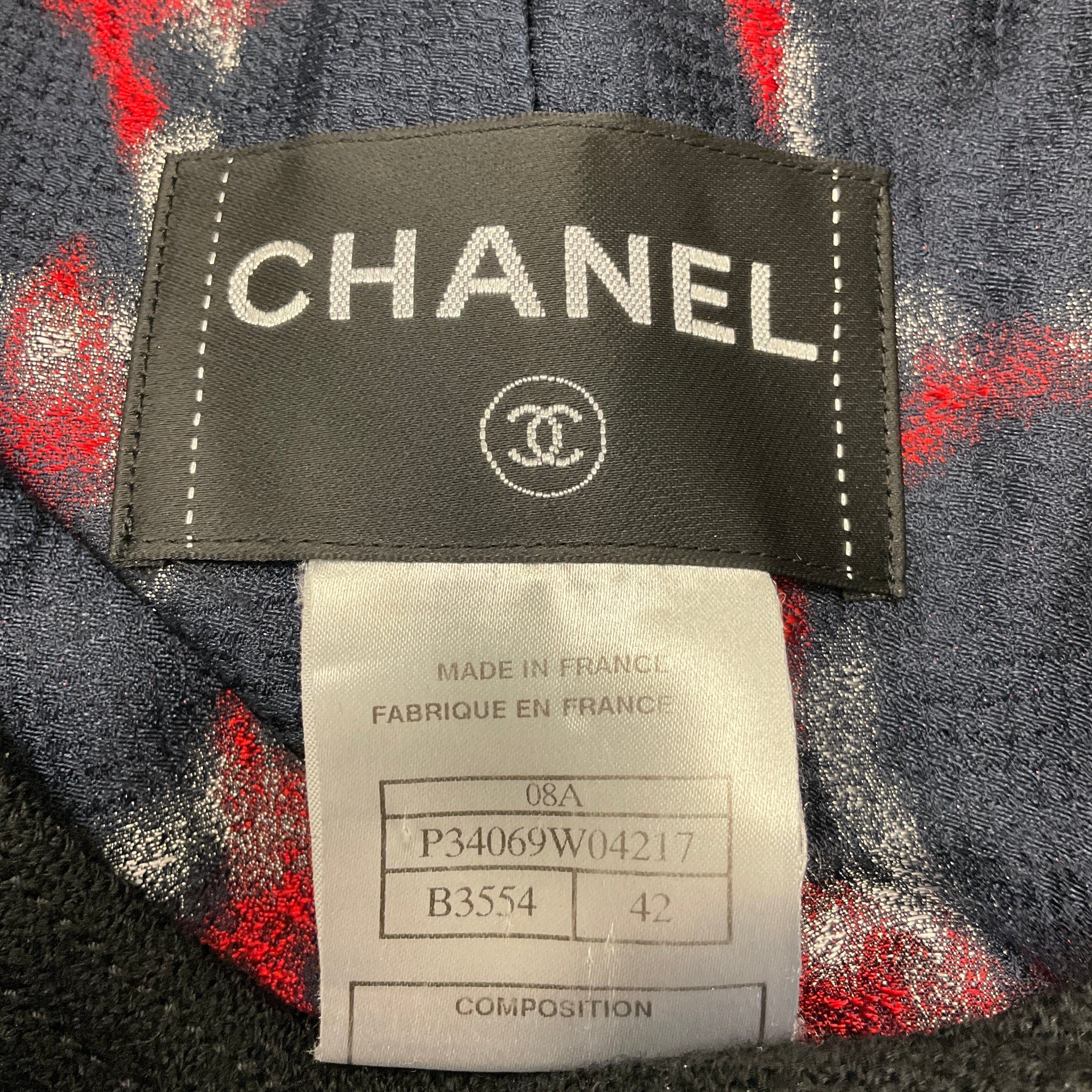 Chanel Black 2008 Fringed CC Logo Button Wool Tweed Peplum Hem Jacket