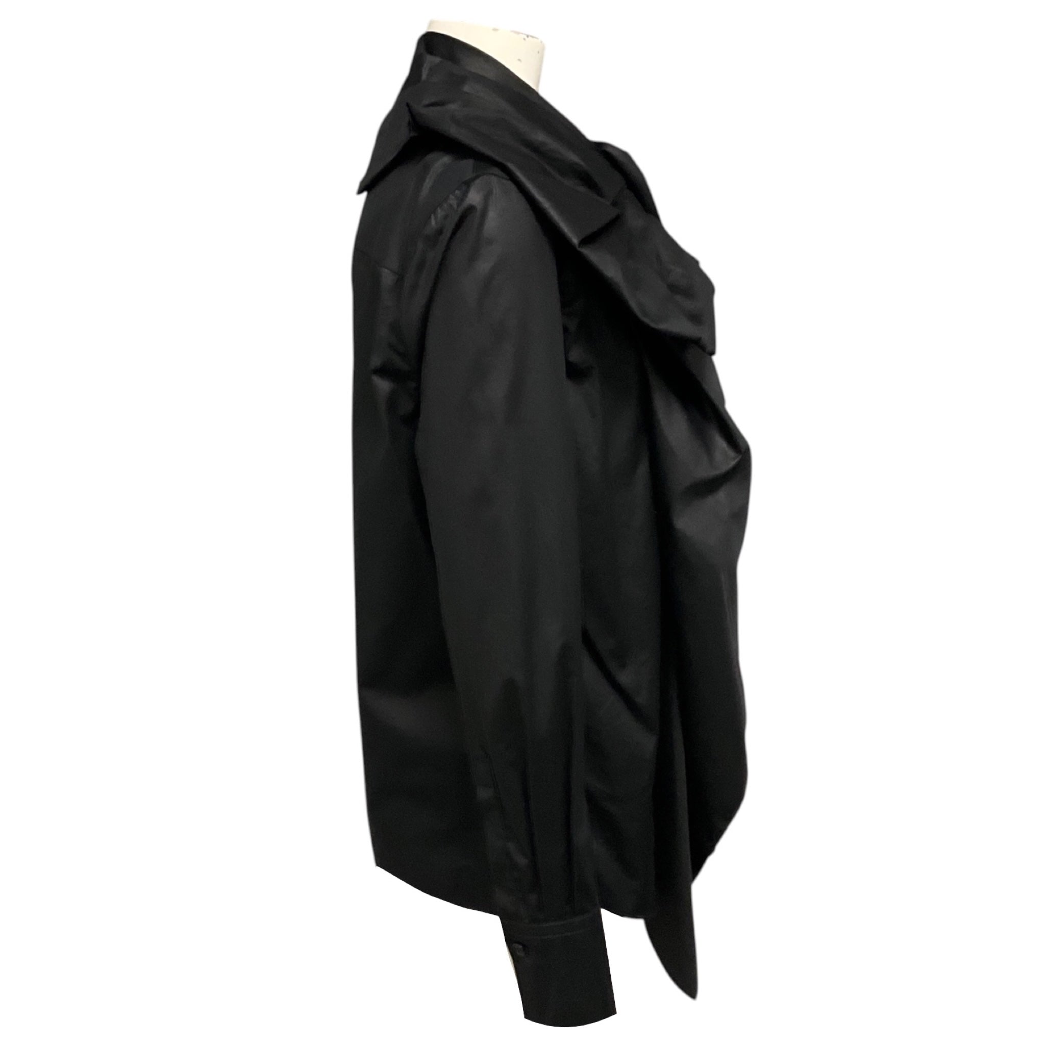 McQueen Black Ruffle Bow Cotton Shirt