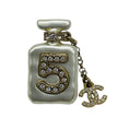 Load image into Gallery viewer, Chanel 2022 CC Resin Gold Plated Rhinestone Strass No. 5 Perfume Bottle Costume Brooch 
