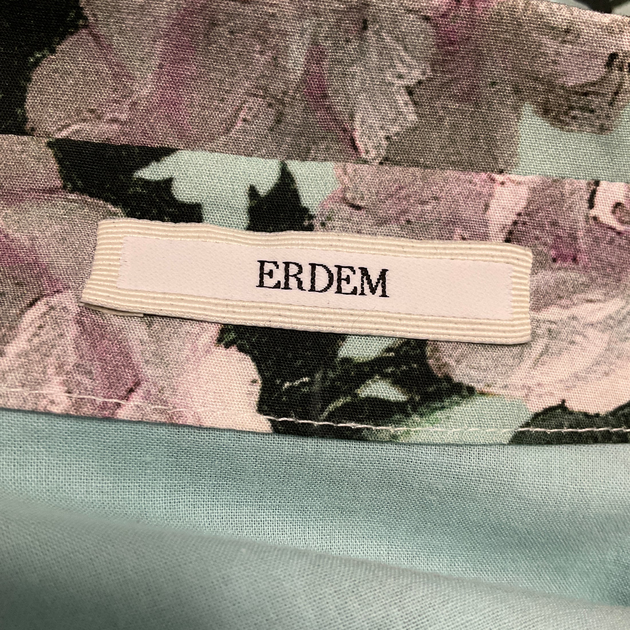 Erdem Light Blue / Purple Josianne Floral Print Cotton Midi Dress