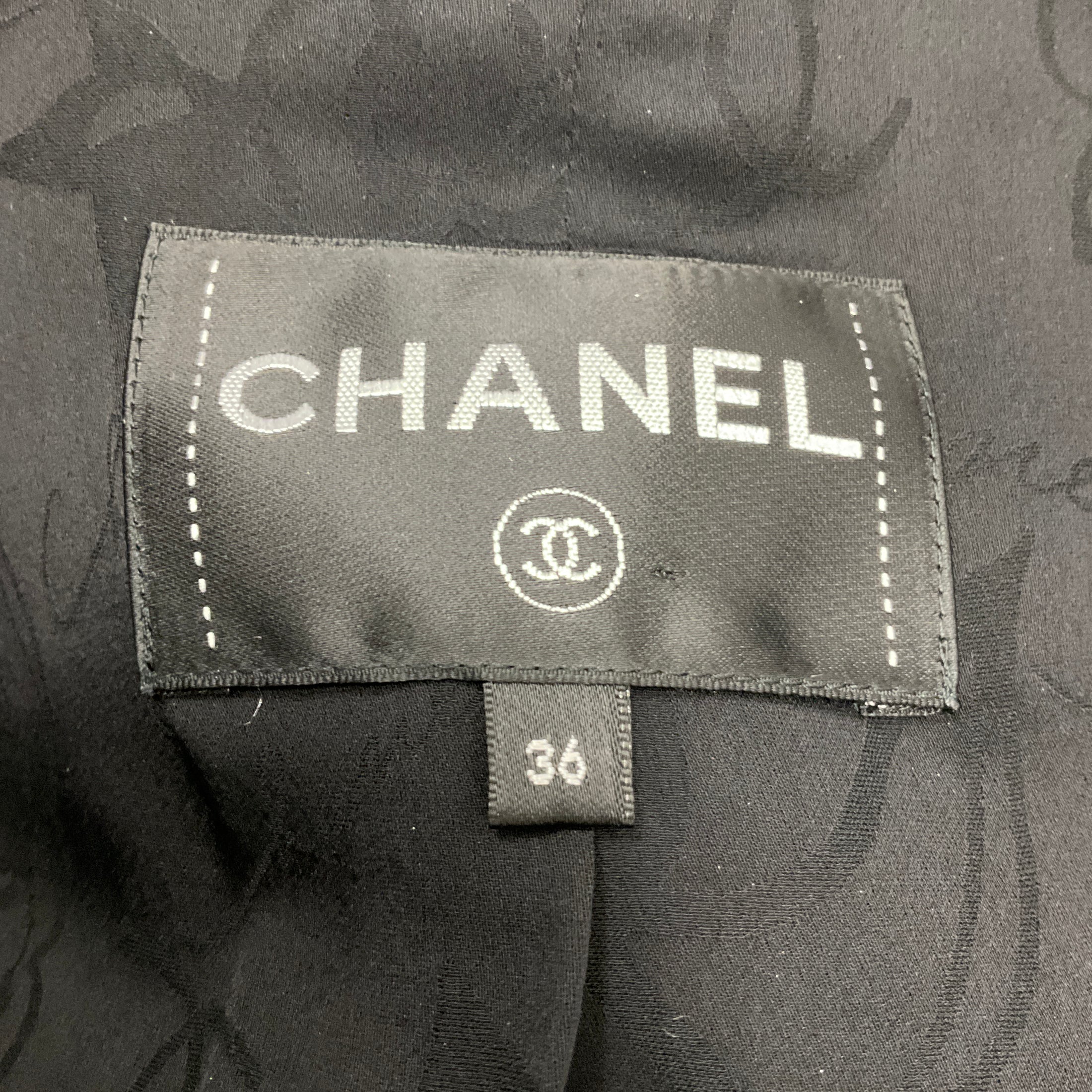 Chanel Navy / Black 2016 Embossed CC Logo Button Jacket