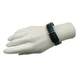 Load image into Gallery viewer, Hermes Blue / Red Multi Geometric Pattern Print Enamel Bangle Bracelet
