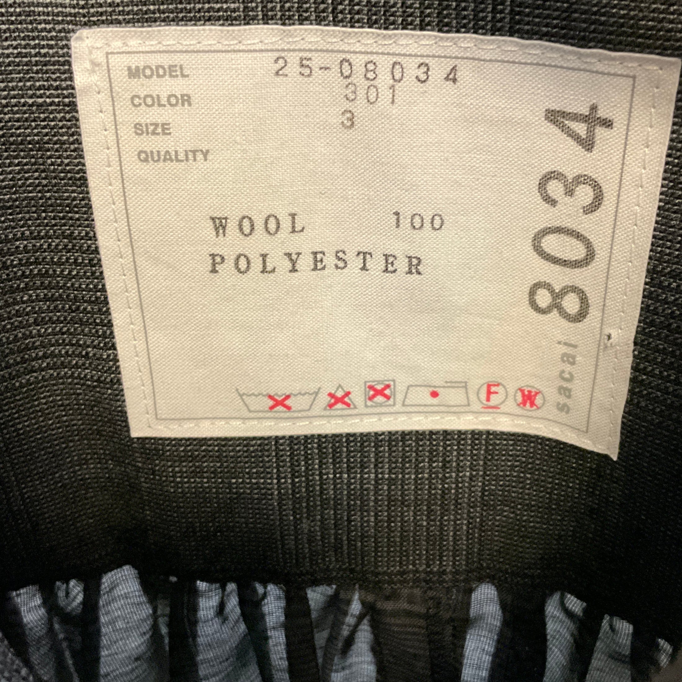 Sacai Charcoal Grey Checked Pleated Shirt
