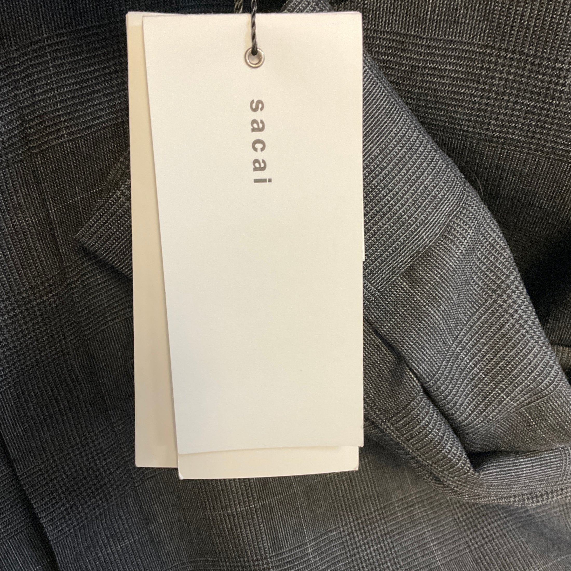 Sacai Charcoal Grey Checked Pleated Shirt