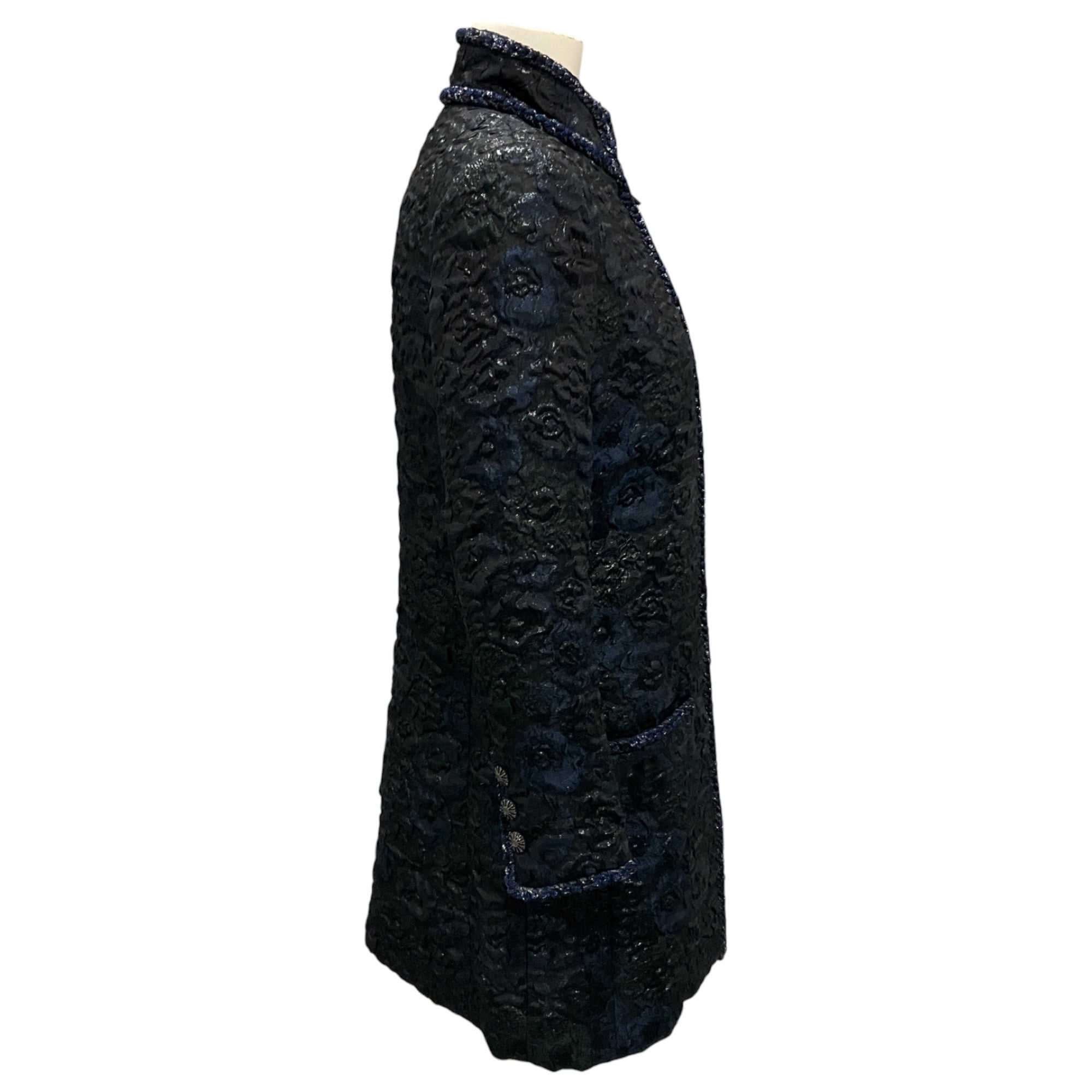 Chanel Navy / Black 2016 Embossed CC Logo Button Jacket