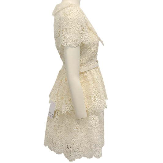 Self Portrait Cream Flower Lace Collar Mini Dress