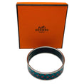 Load image into Gallery viewer, Hermes Blue / Red Multi Geometric Pattern Print Enamel Bangle Bracelet
