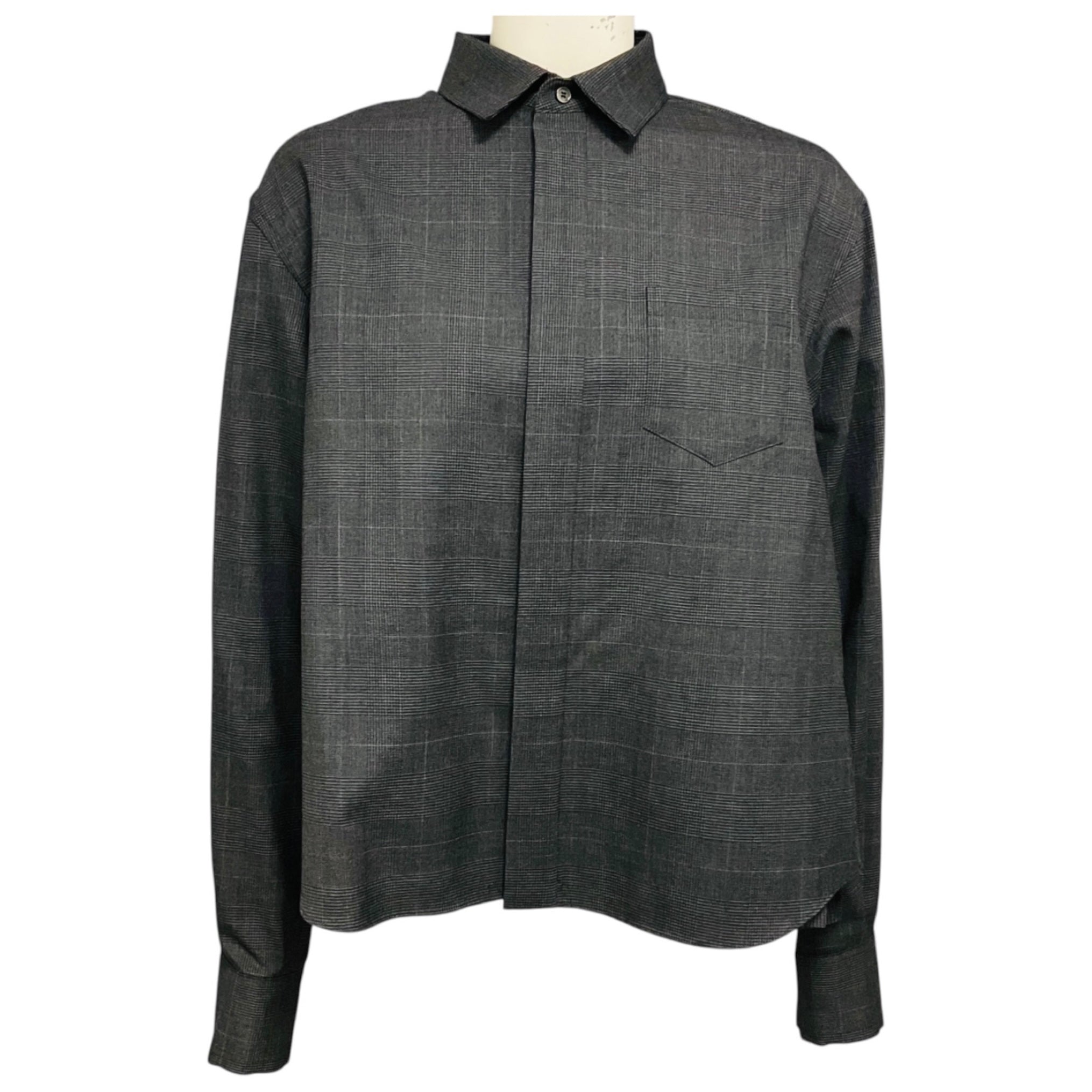 Sacai Charcoal Grey Checked Pleated Shirt