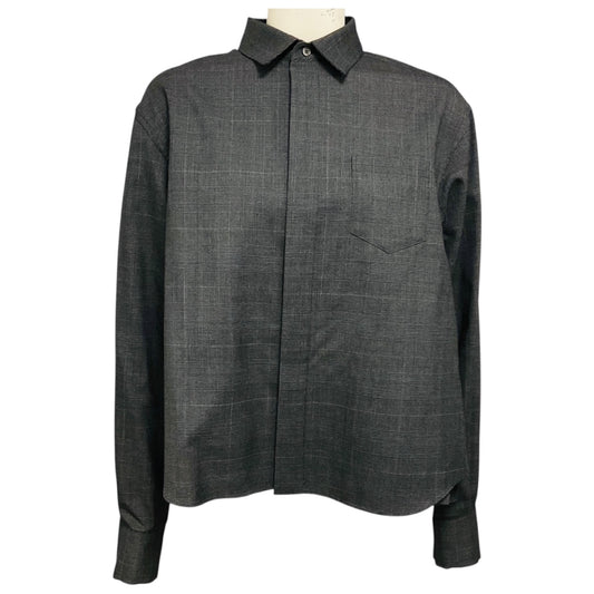 Sacai Charcoal Grey Checked Pleated Shirt