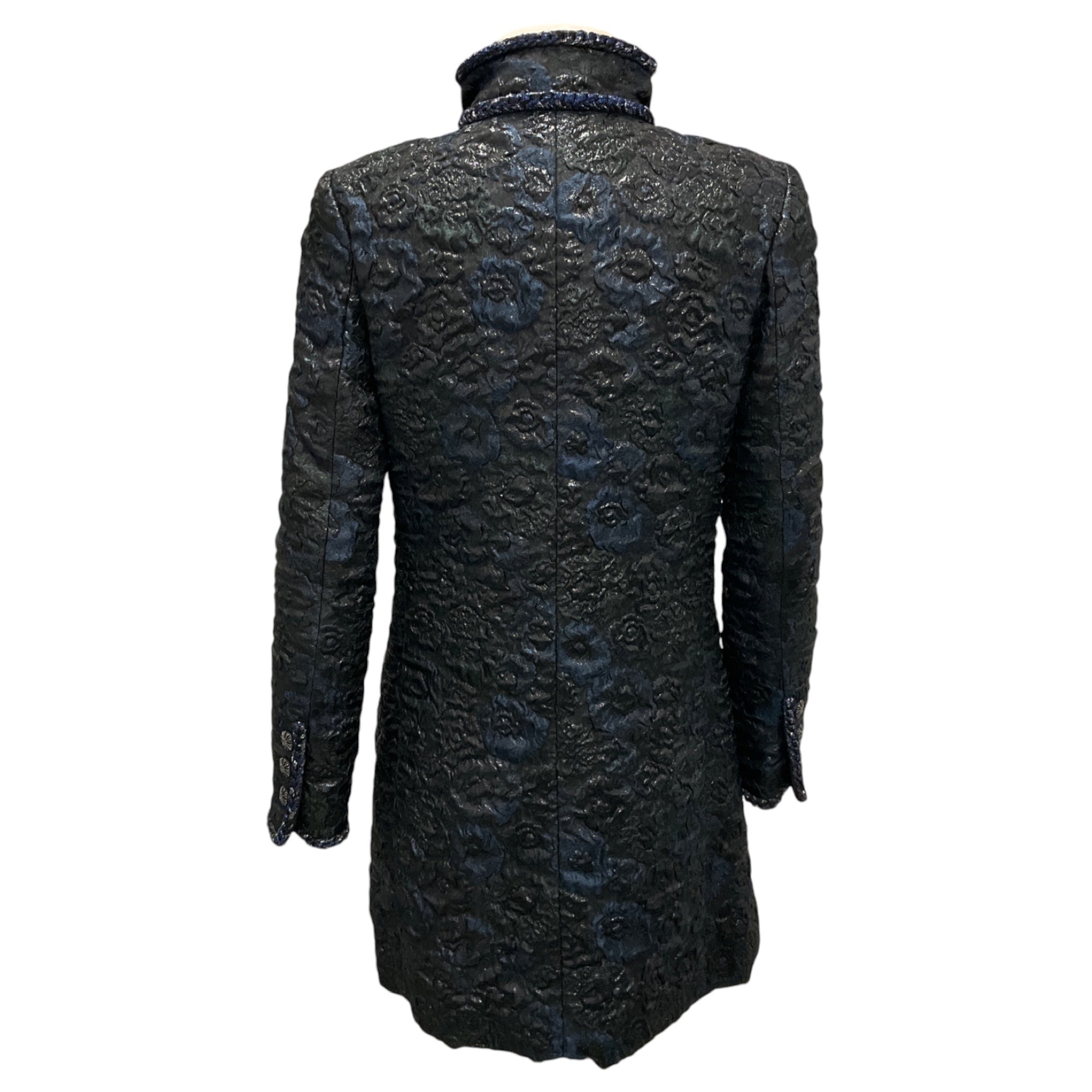 Chanel Navy / Black 2016 Embossed CC Logo Button Jacket