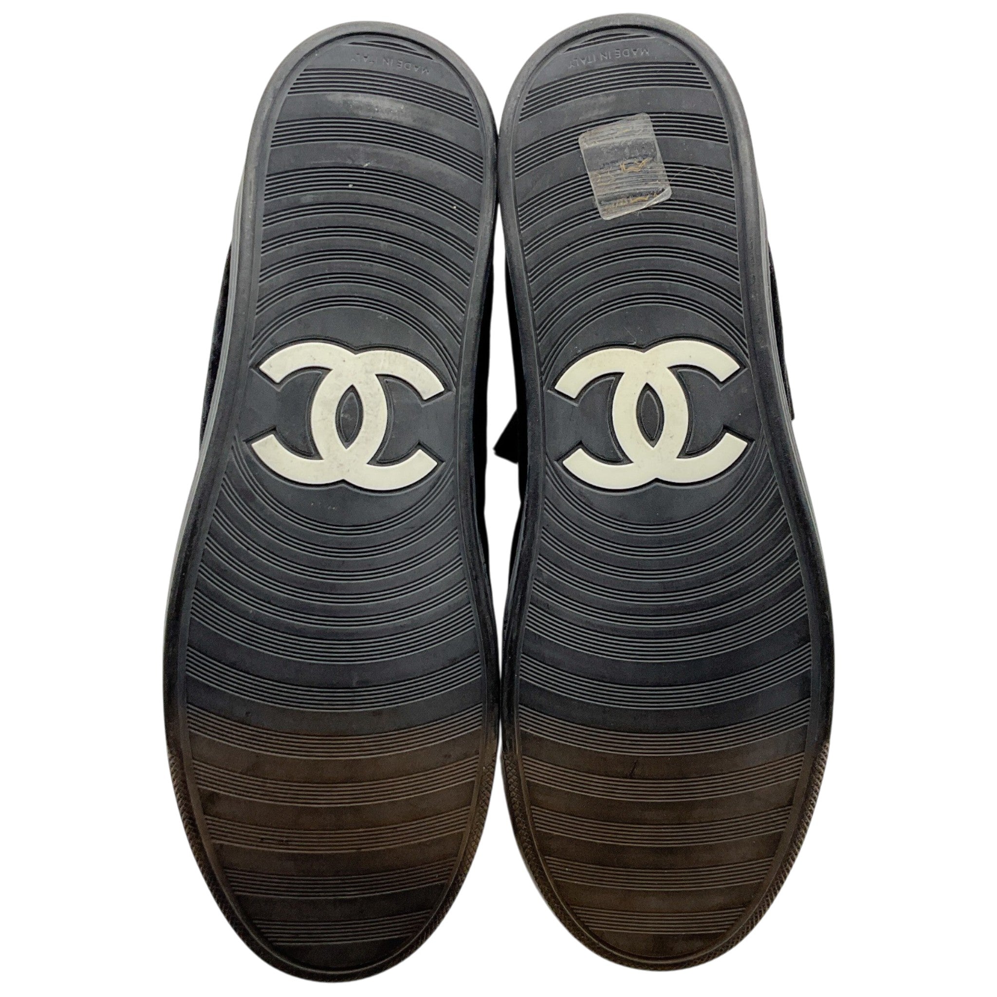 Chanel Black Velvet High Top Sneakers