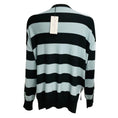 Load image into Gallery viewer, Sonia Rykiel Light Blue / Black Multi Striped Layered Asymmetric Wool Knit Sweater
