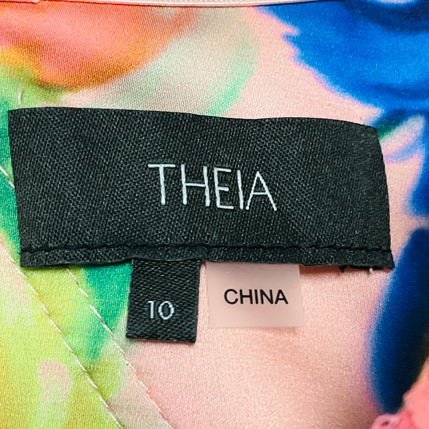 Theia Multicolor Abundant Blooms Macie One Shoulder Drape Mesh Tulle Gown