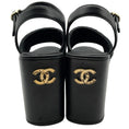 Load image into Gallery viewer, Chanel 2025 Black Mesh CC Logo Platform Sandals
