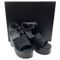 Load image into Gallery viewer, Chanel 2025 Black Mesh CC Logo Platform Sandals

