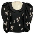 Load image into Gallery viewer, SHUSHU/TONG Black Crystal Embellished Puff Sleeve Wool Top
