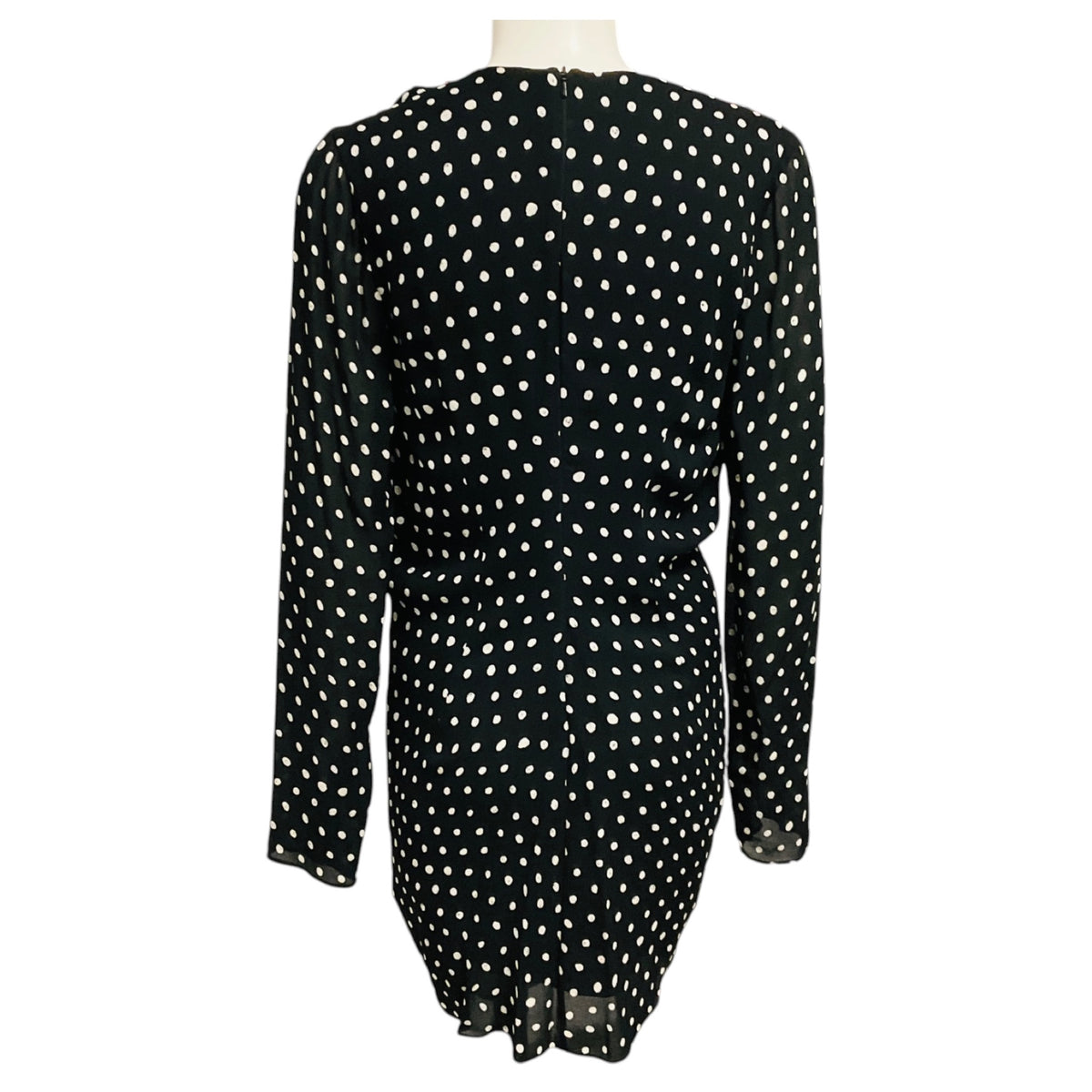 Saint Laurent Black / White Polka Dot Ruffle Front Dress