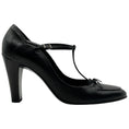 Load image into Gallery viewer, Salvatore Ferragamo Black Leather Tamanda T Strap Pumps
