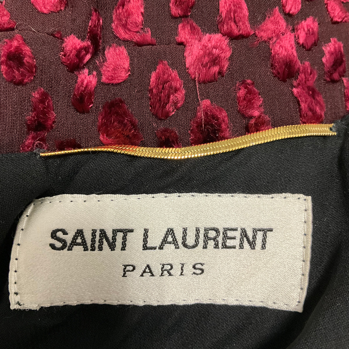Saint Laurent Burgundy Devore Mini Dress
