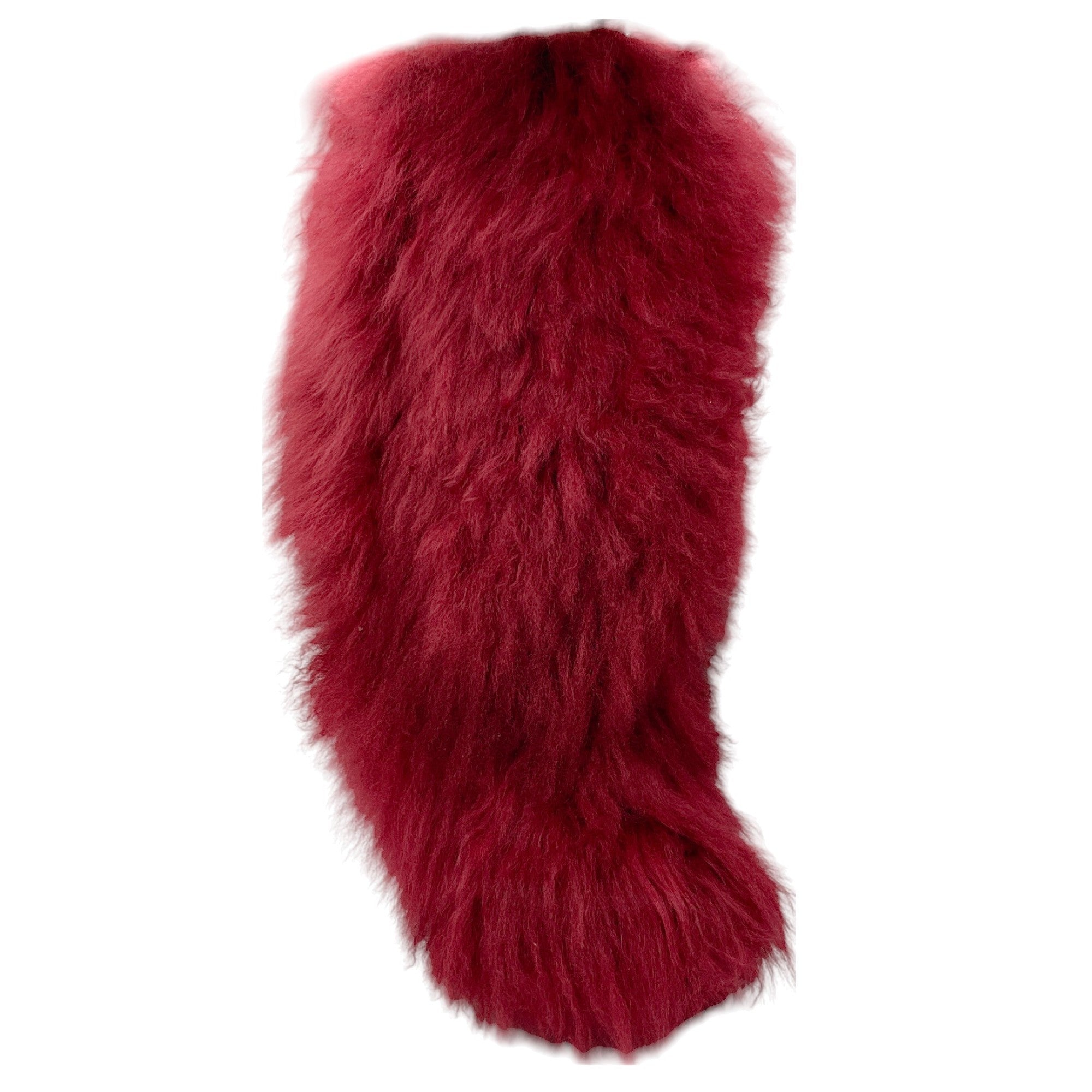 Sonia Rykiel Burgundy Knee-High Lamb Fur Boots