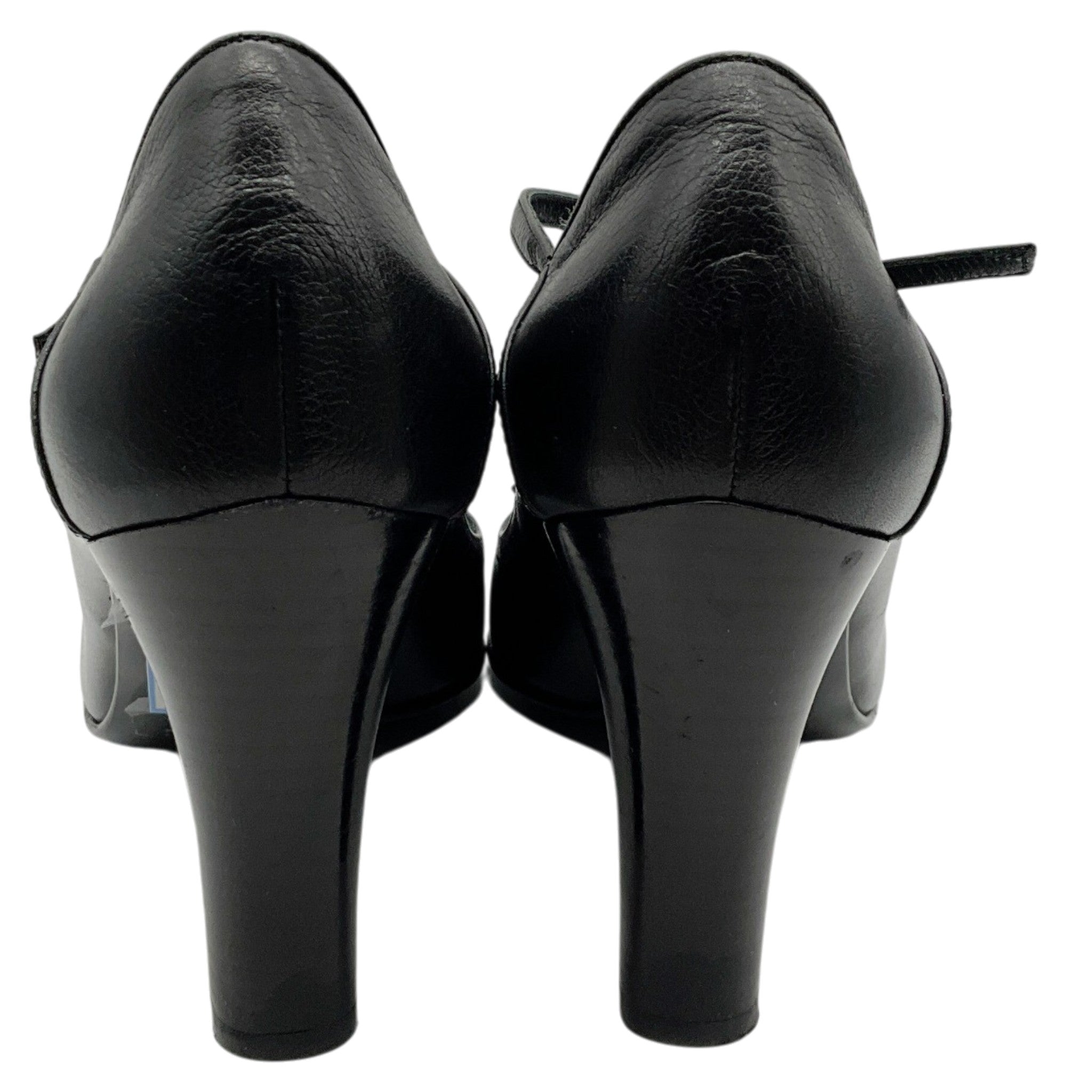 Salvatore Ferragamo Black Leather Tamanda T Strap Pumps