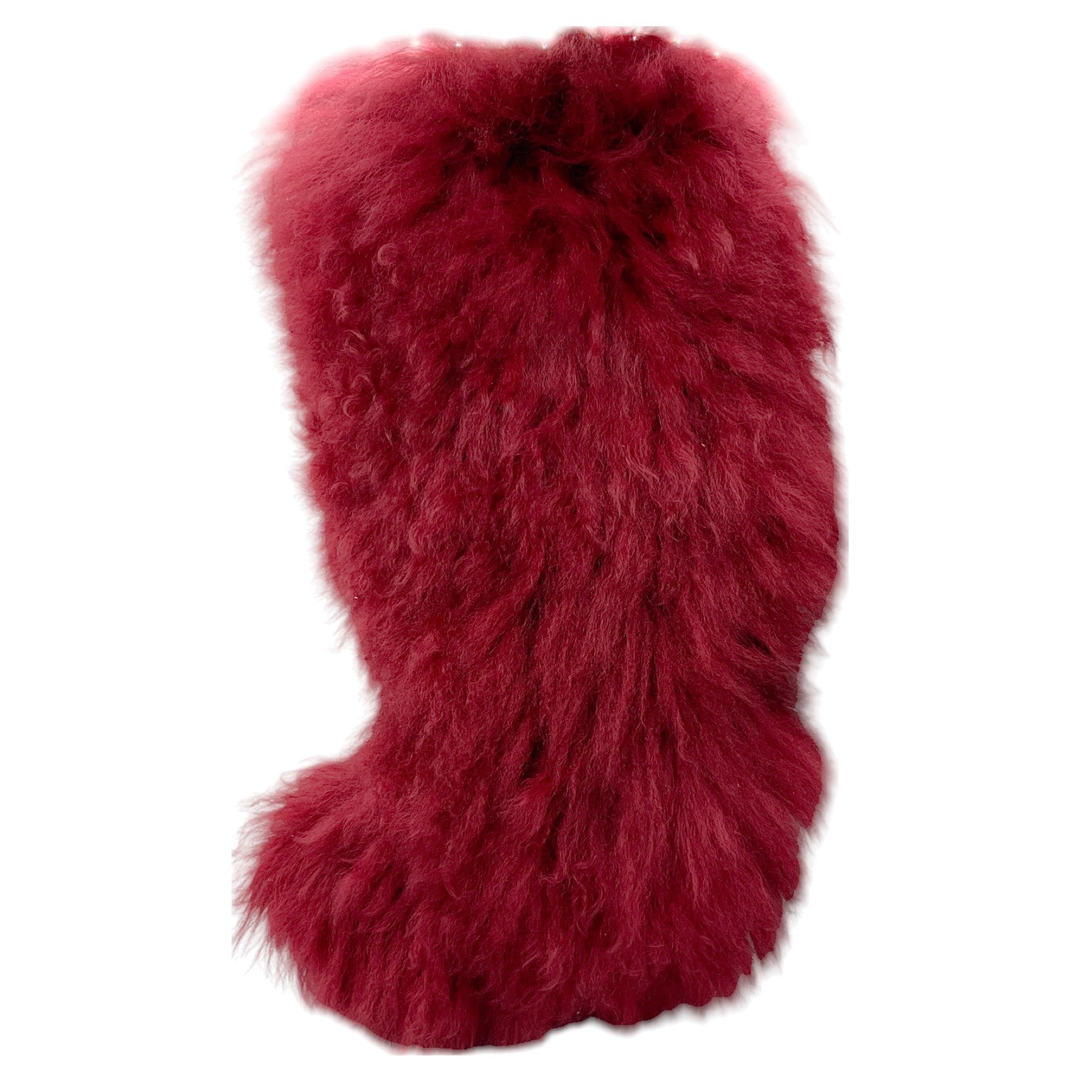 Sonia Rykiel Burgundy Knee-High Lamb Fur Boots