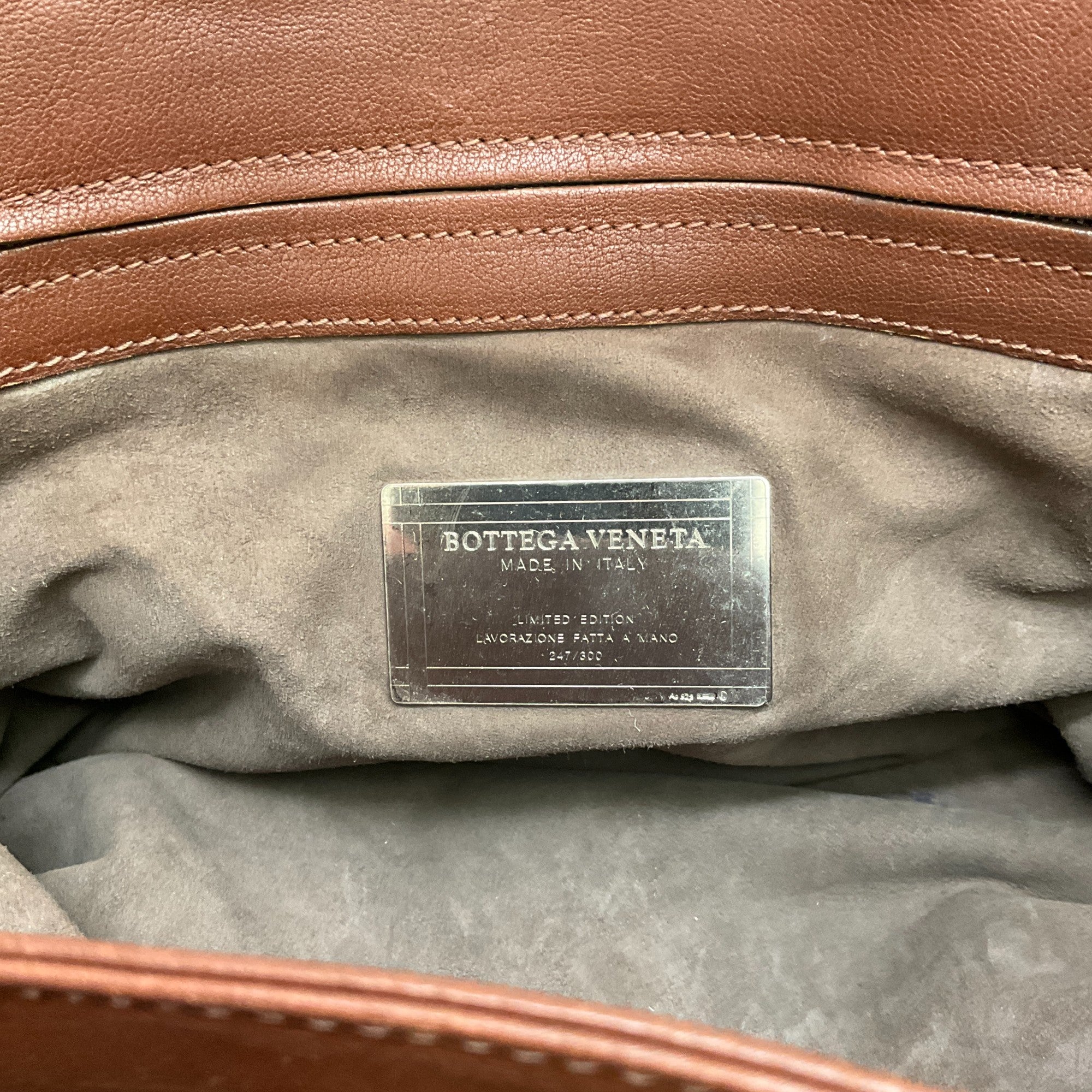 Bottega Veneta Roma Brown Intrecciato Leather Satchel