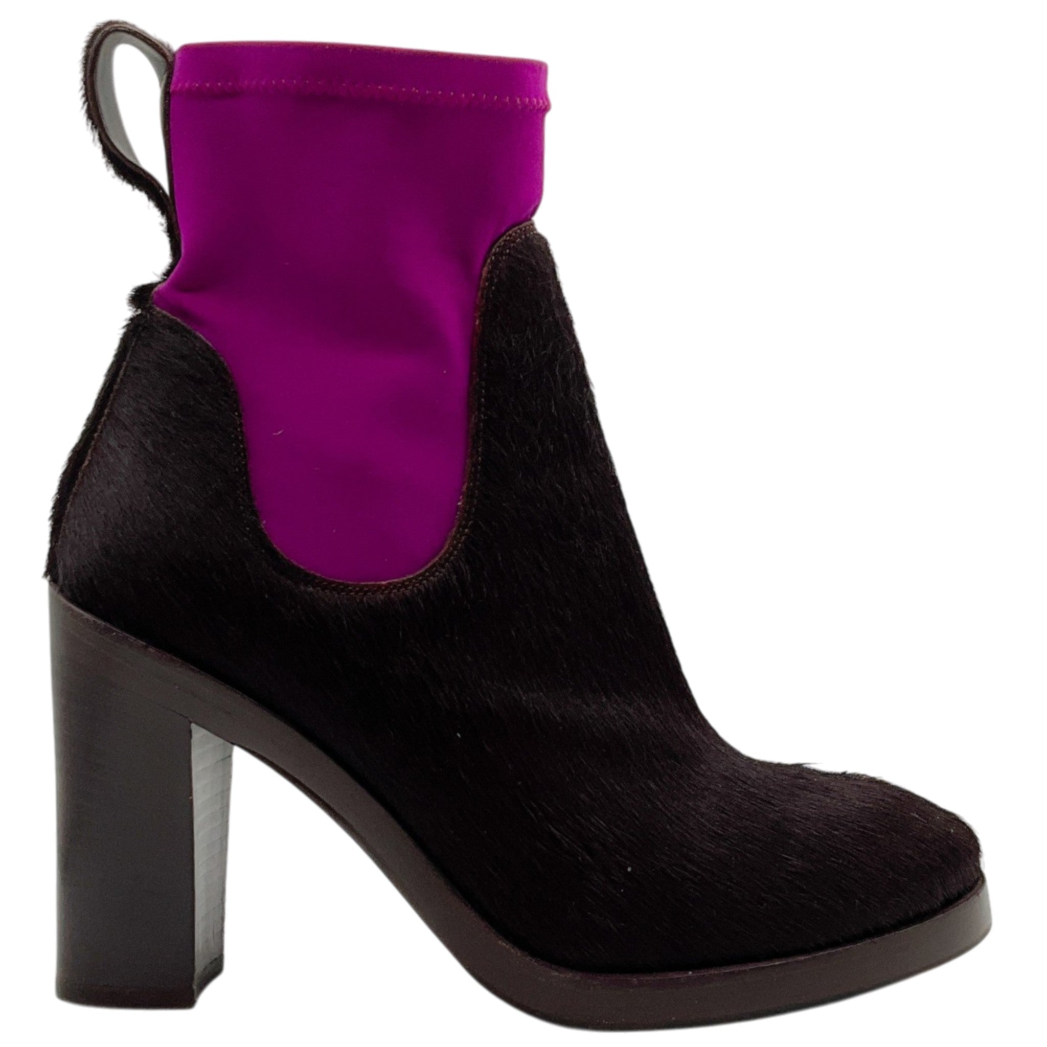 Acne Studios Brown Calf Hair / Fuchsia Sock Booties