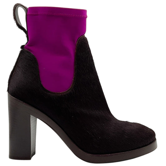 Acne Studios Brown Calf Hair / Fuchsia Sock Booties