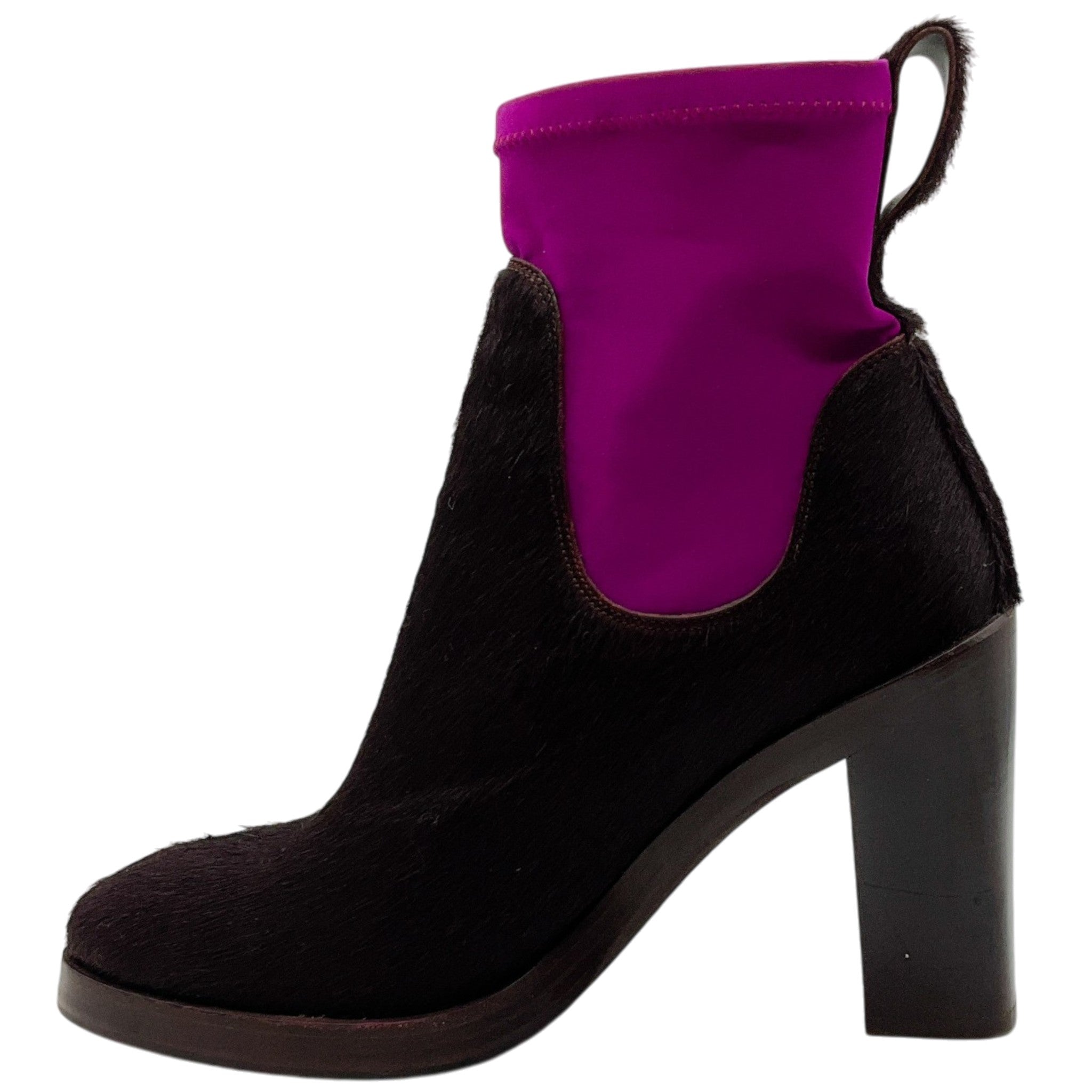 Acne Studios Brown Calf Hair / Fuchsia Sock Booties