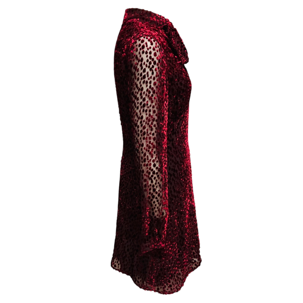 Saint Laurent Burgundy Devore Mini Dress
