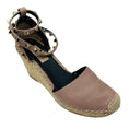 Load image into Gallery viewer, Valentino Rose Rockstud Double Leather Wedge Espadrilles
