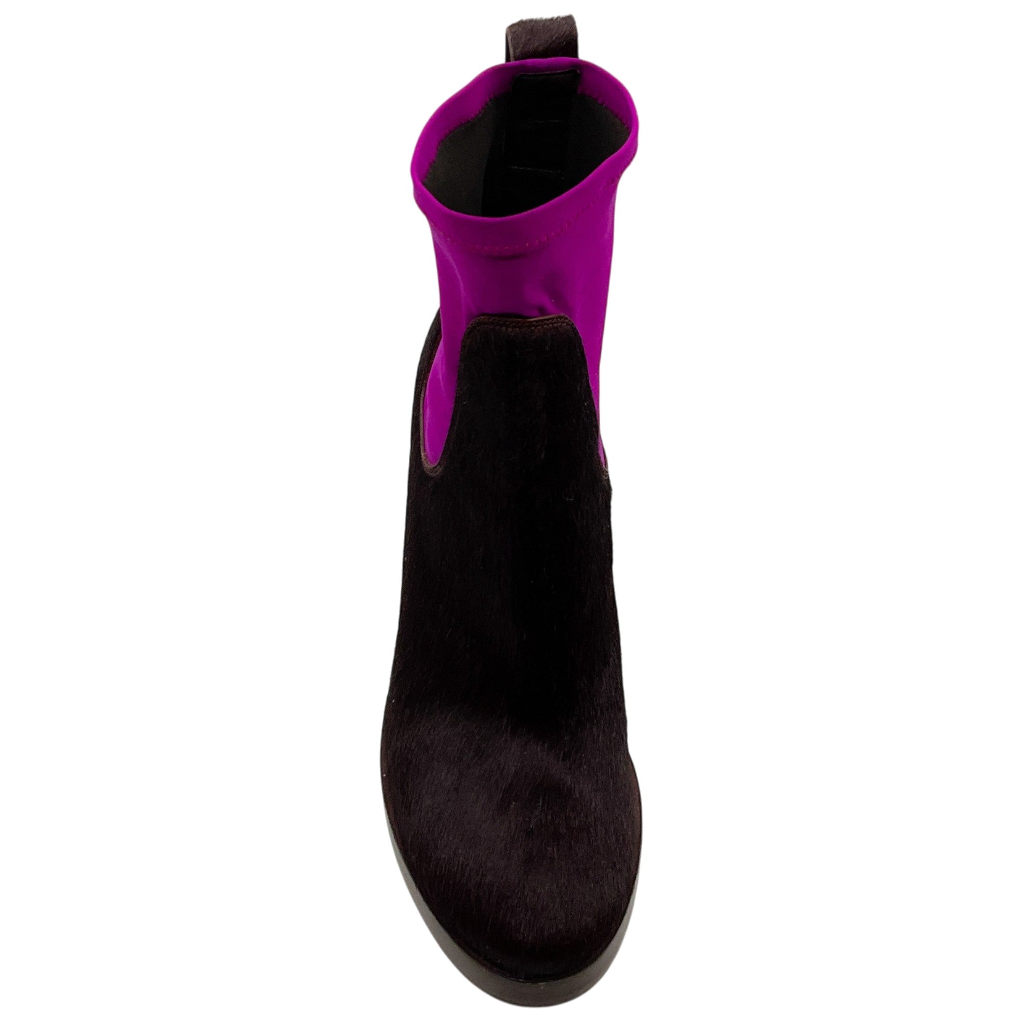 Acne Studios Brown Calf Hair / Fuchsia Sock Booties