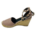 Load image into Gallery viewer, Valentino Rose Rockstud Double Leather Wedge Espadrilles
