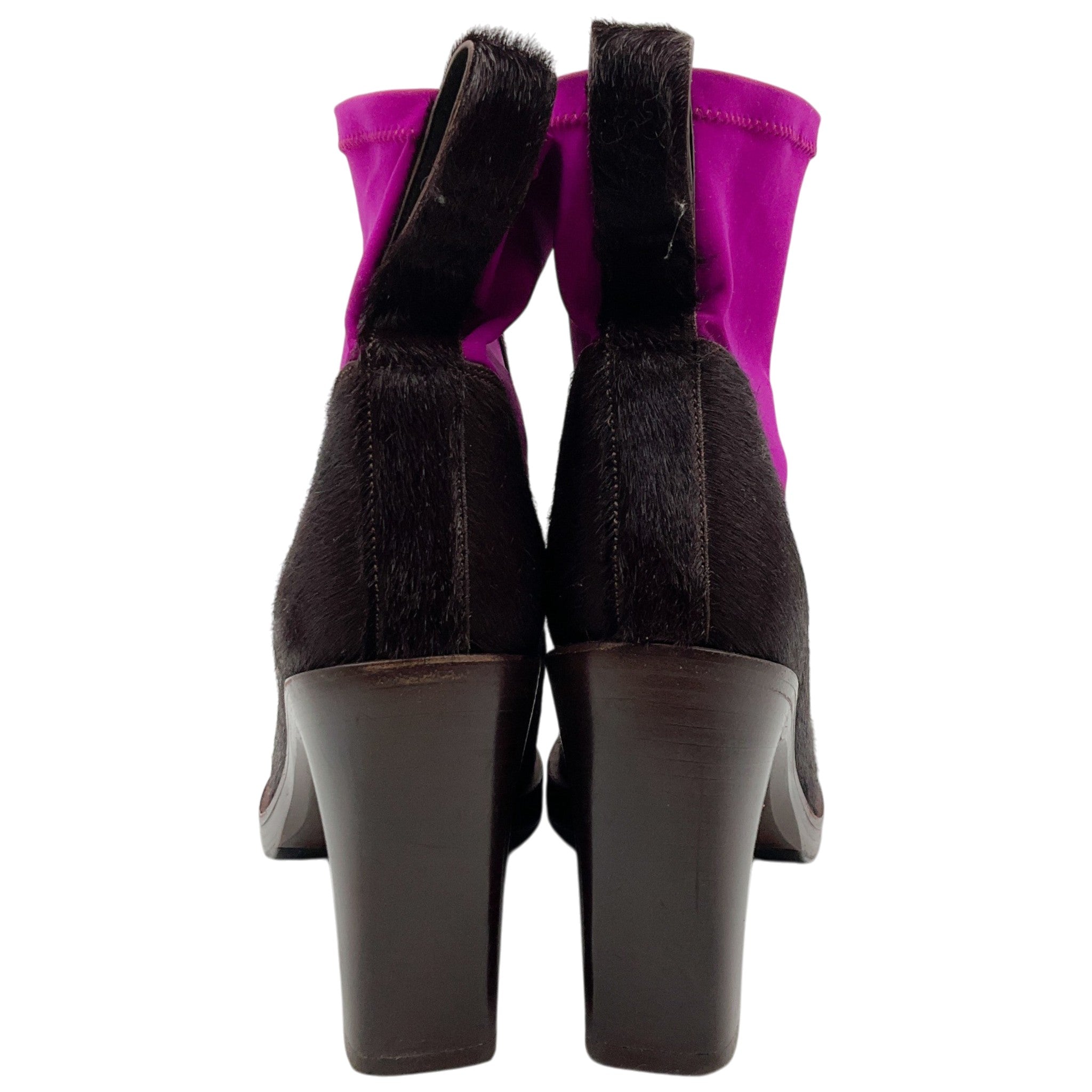 Acne Studios Brown Calf Hair / Fuchsia Sock Booties