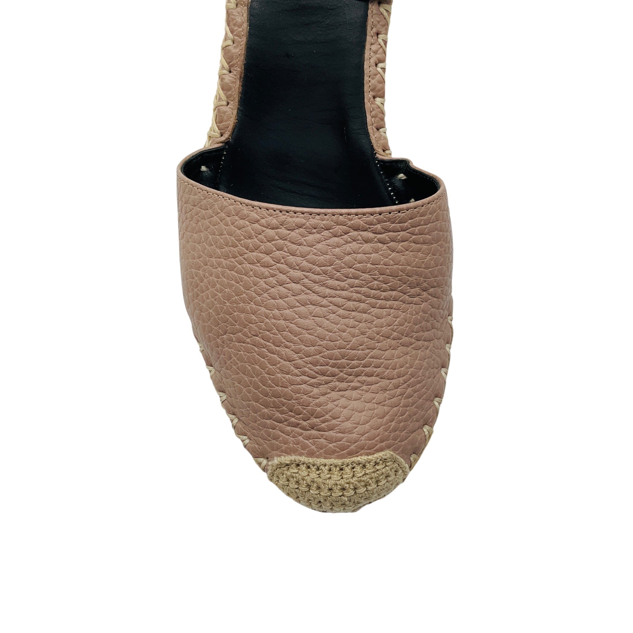 Valentino Rose Rockstud Double Leather Wedge Espadrilles