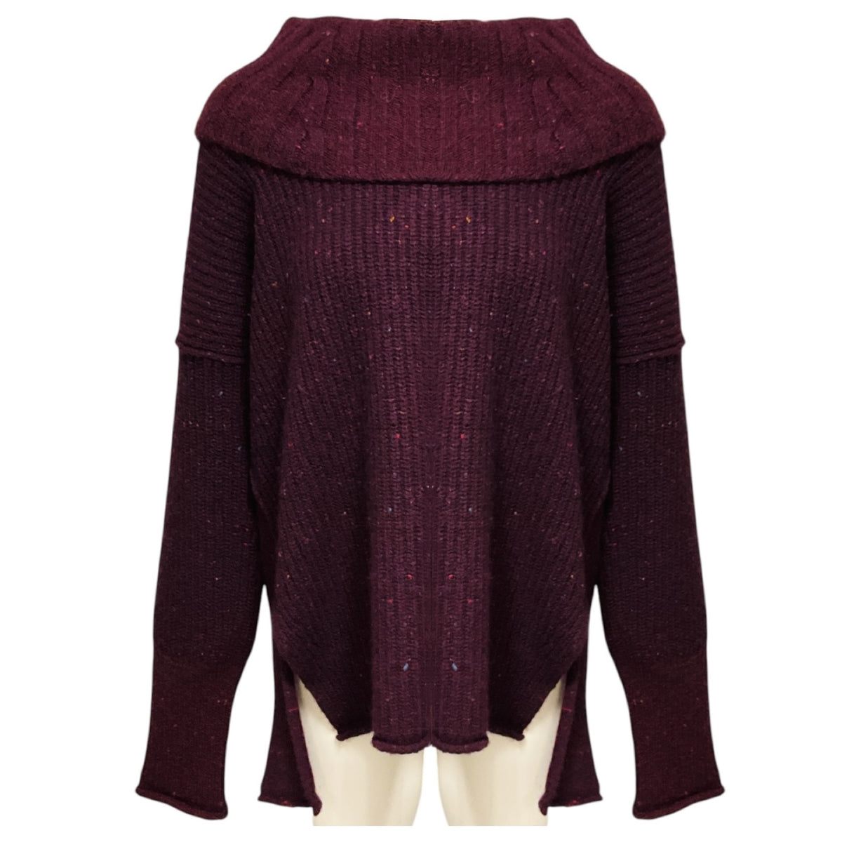 Sonia Rykiel Burgundy Speckled Long Sleeved Cashmere Knit Sweater