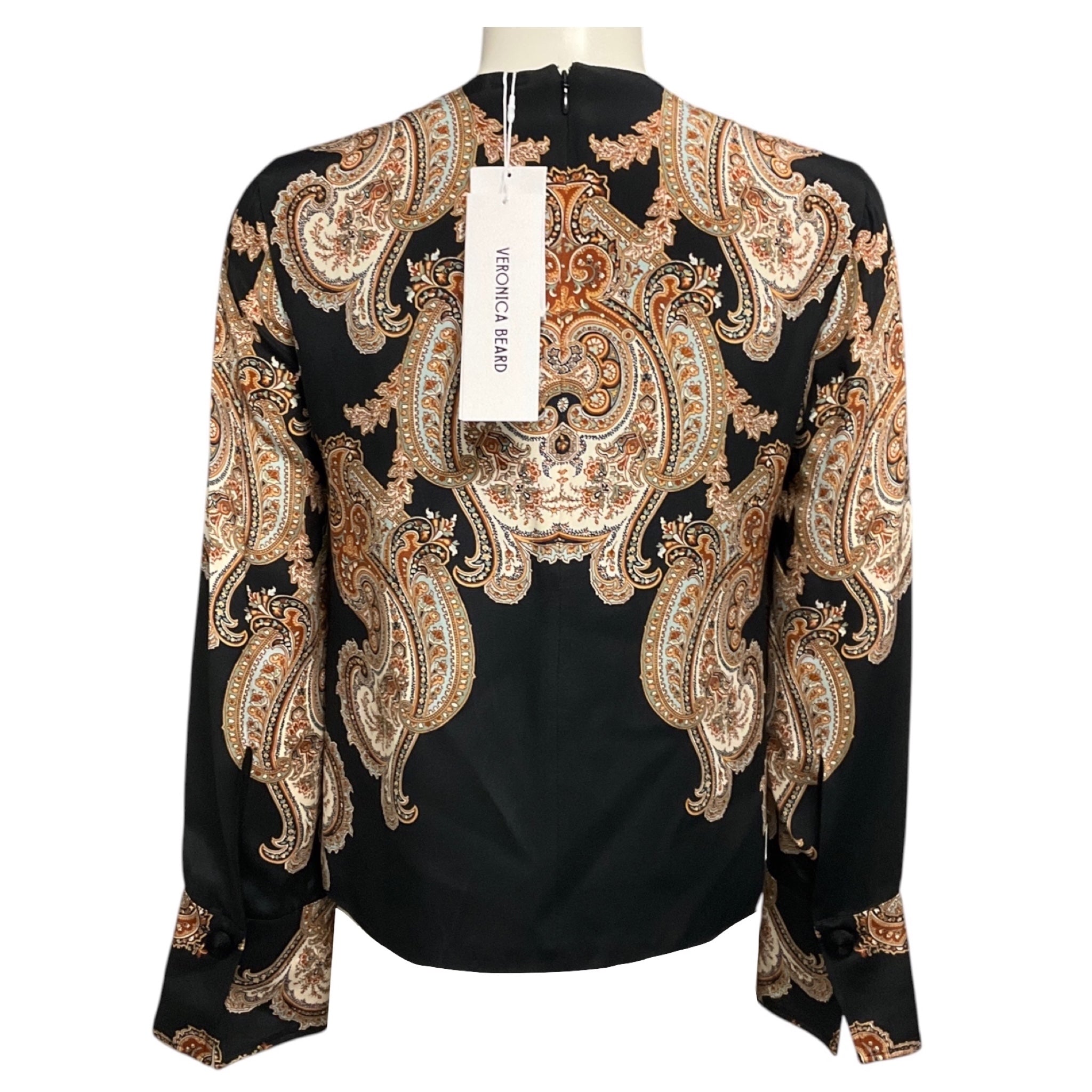 Veronica Beard Black Multi Paisley Printed Karisse Blouse