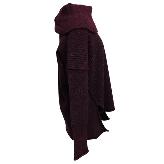 Sonia Rykiel Burgundy Speckled Long Sleeved Cashmere Knit Sweater