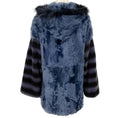 Load image into Gallery viewer, Yves Salomon Vintage Blue Lamb and Fox Hooded Jacket
