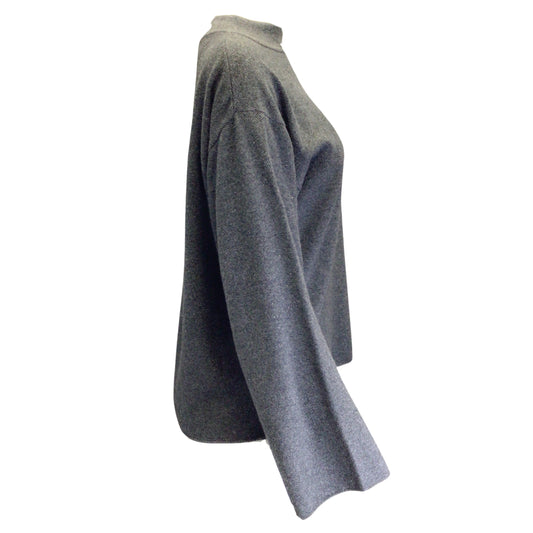 The Row Grey Speckled Long Sleeved Cashmere and Silk Knit Sweater
