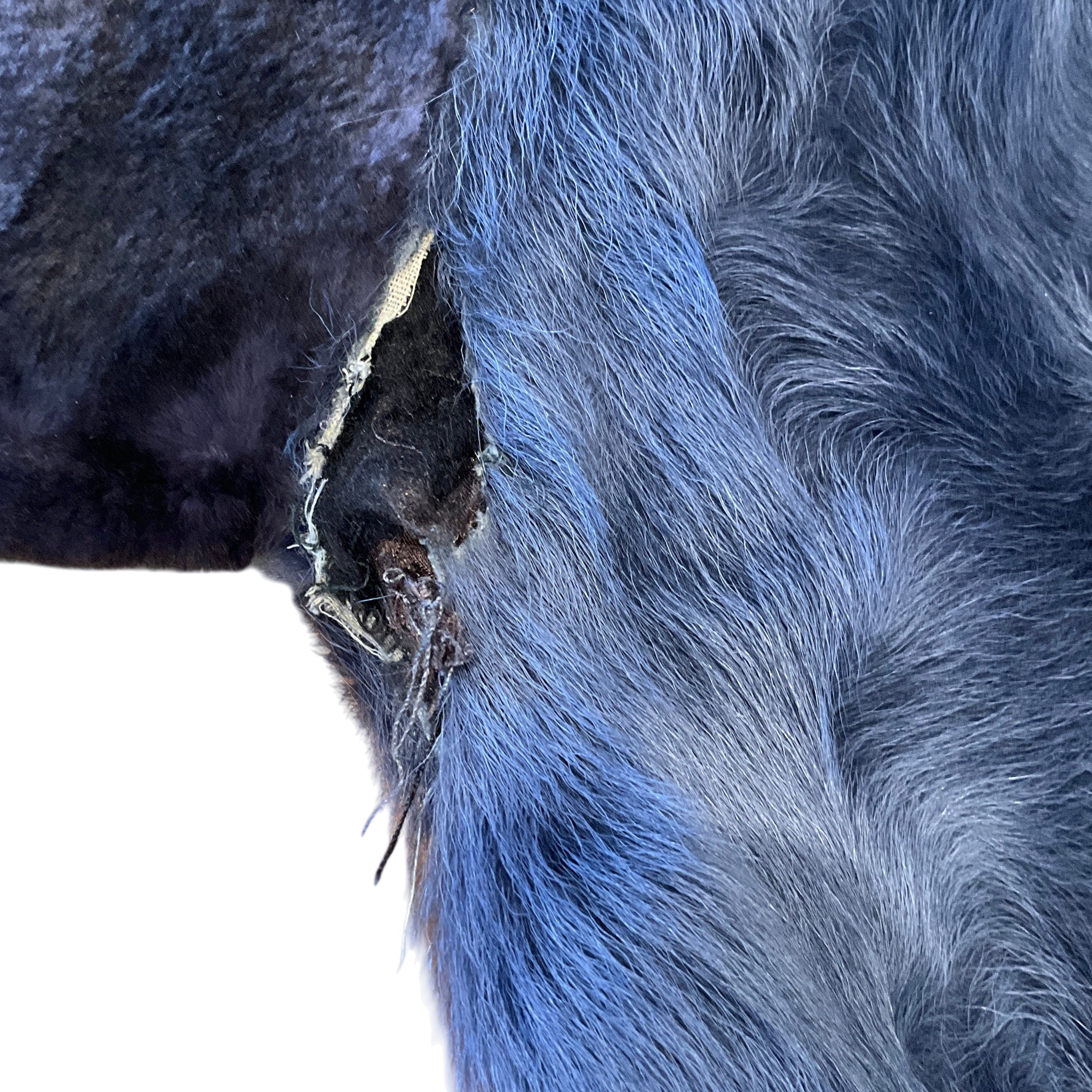 Yves Salomon Vintage Blue Lamb and Fox Hooded Jacket