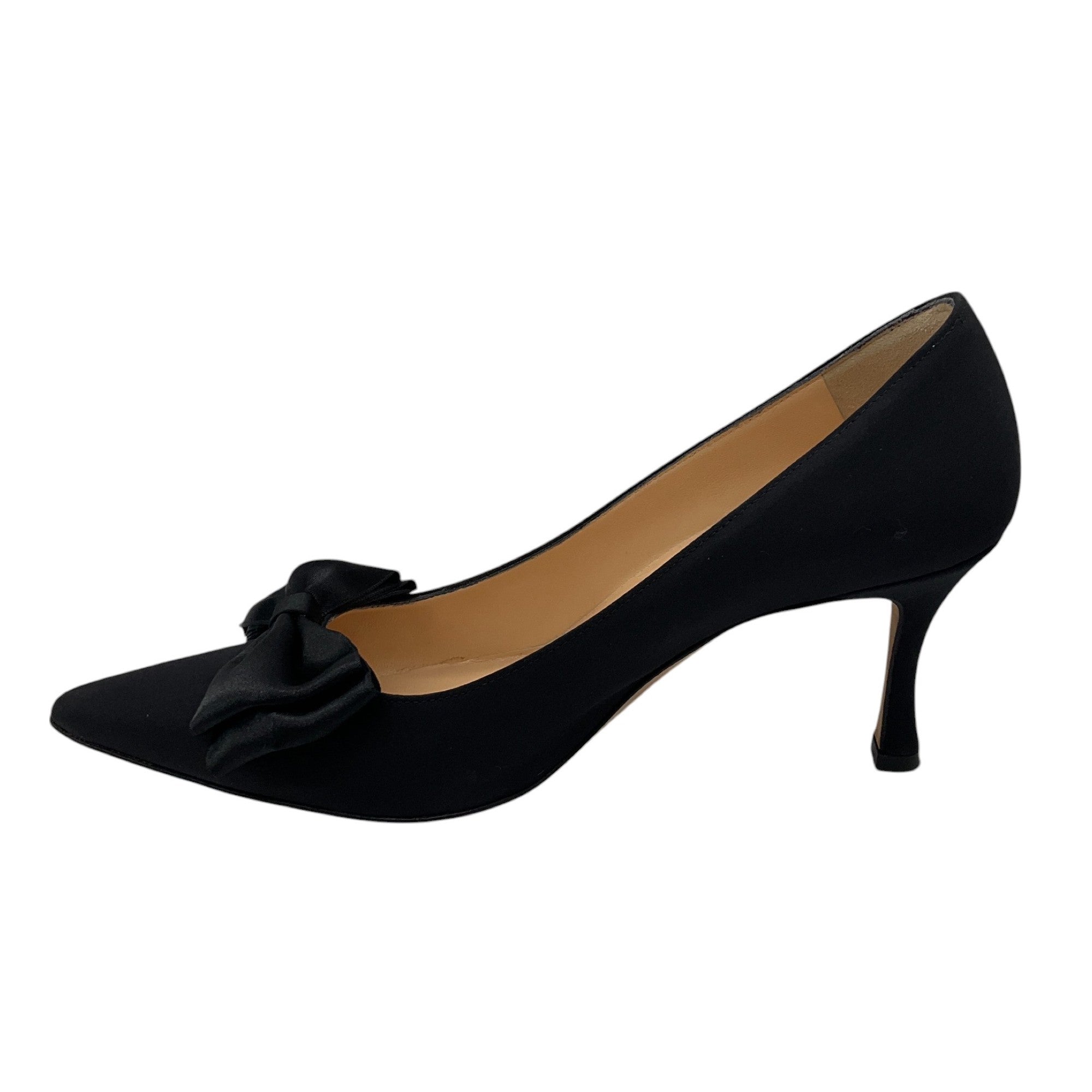 Manolo Blahnik Black Satin Bow Pumps