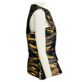 Load image into Gallery viewer, Maison Rabih Kayrouz Navy Blue / Gold Metallic Sleeveless Jacquard Top with Peplum Hem

