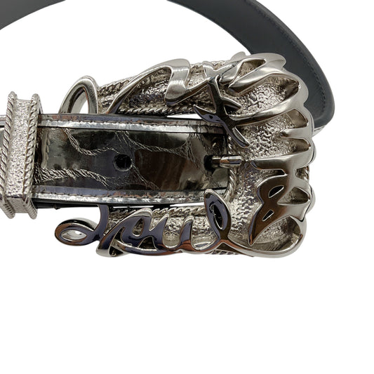 Christian Louboutin Anthracite Embossed Leather Giddy Belt