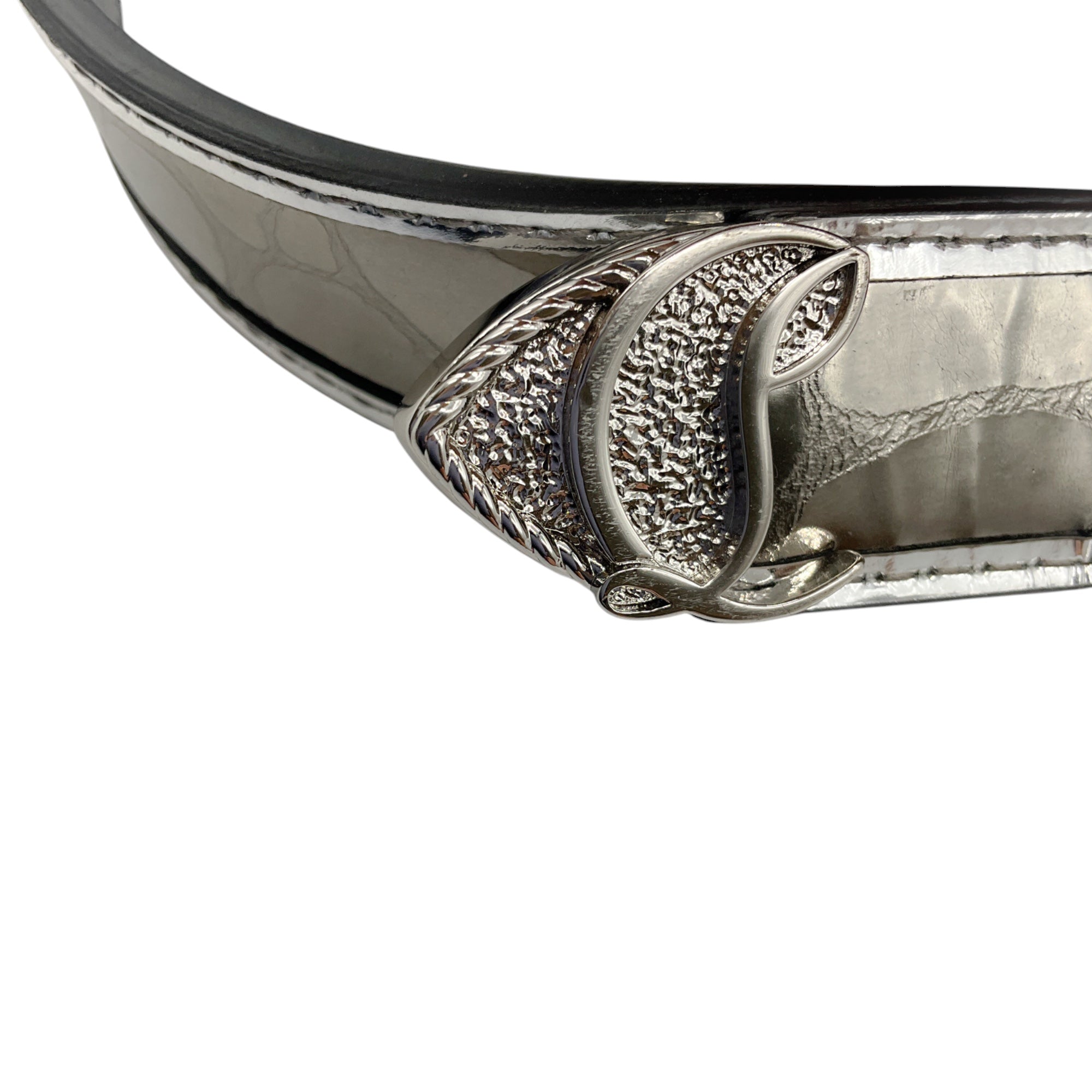 Christian Louboutin Anthracite Embossed Leather Giddy Belt