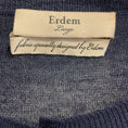 Load image into Gallery viewer, Erdem Navy Blue Multi Merino Wool and Cashmere Knit Cardigan Sweater with Silk Chiffon Scarf Print
