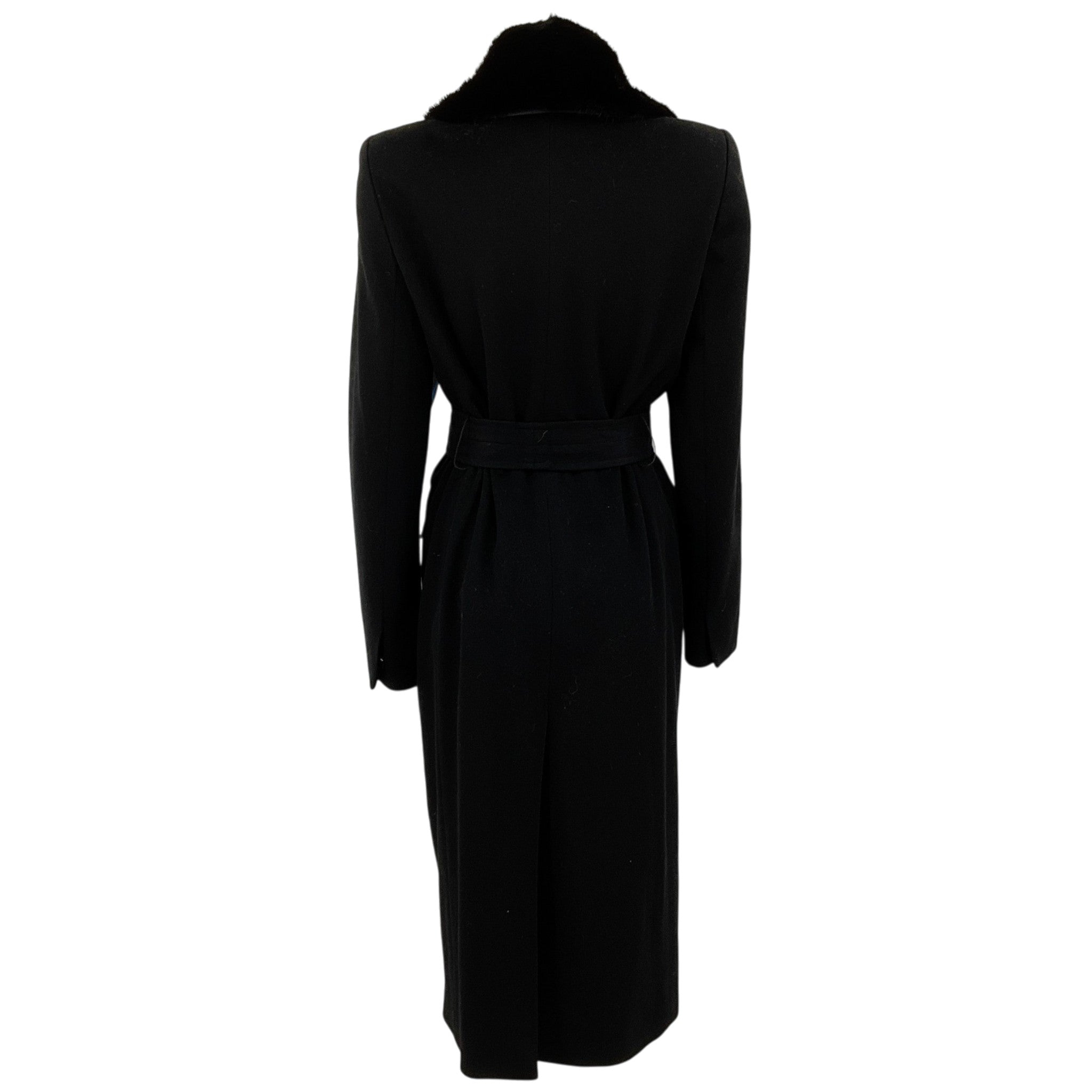 Yves Saint Laurent Vintage Black Wool Coat with Removable Mink Collar
